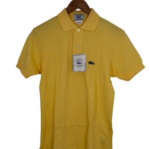 Vintage IZOD Lacoste Homme Yellow 100% Cotton Short Sleeve Polo Shirt Dead Stock